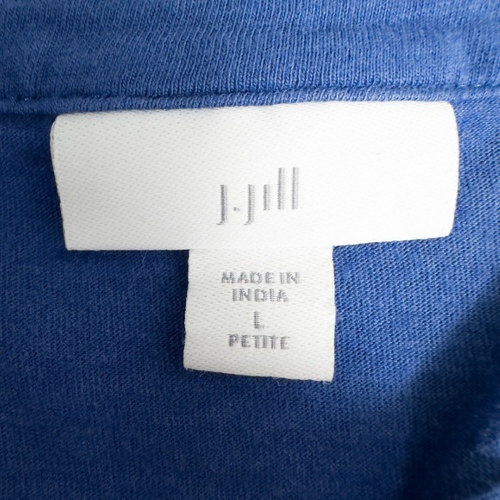 J Jill‎ Embroidered 3/4 Sleeve Tunic Top Petite Large Blue Boho Coastal Beach - Picture 3 of 16